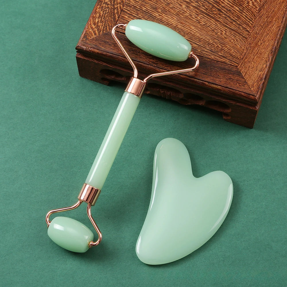 Jade Roller & Gua Sha Facial Massage Set ✨