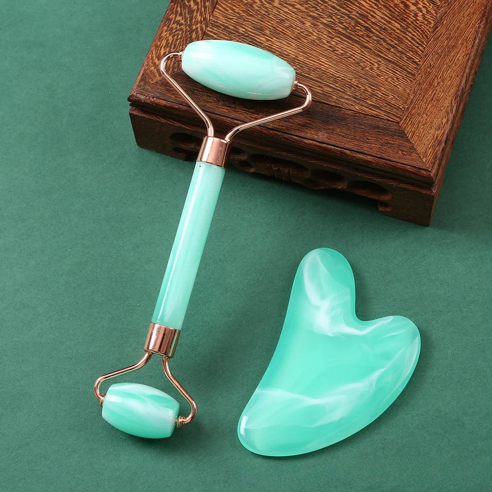 Jade Roller & Gua Sha Facial Massage Set ✨